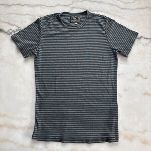 Vintage Lucky Brand Women’s Crewneck Size L Gray & Black Horizontal Striped 90s